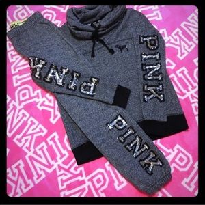 Pink Bling Marled Grey Set